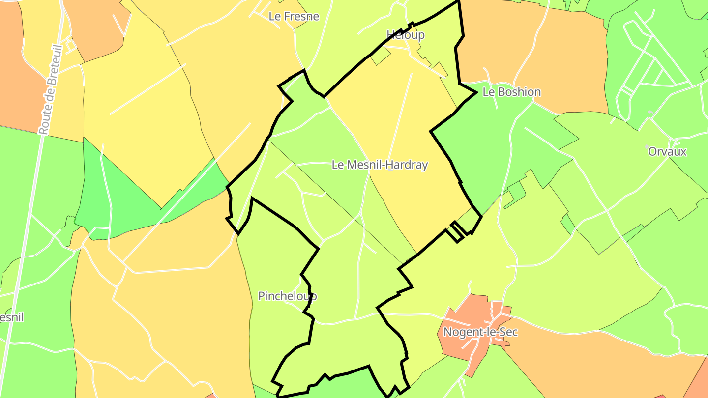 Carte des prix de l'immobilier Le Mesnil-Hardray