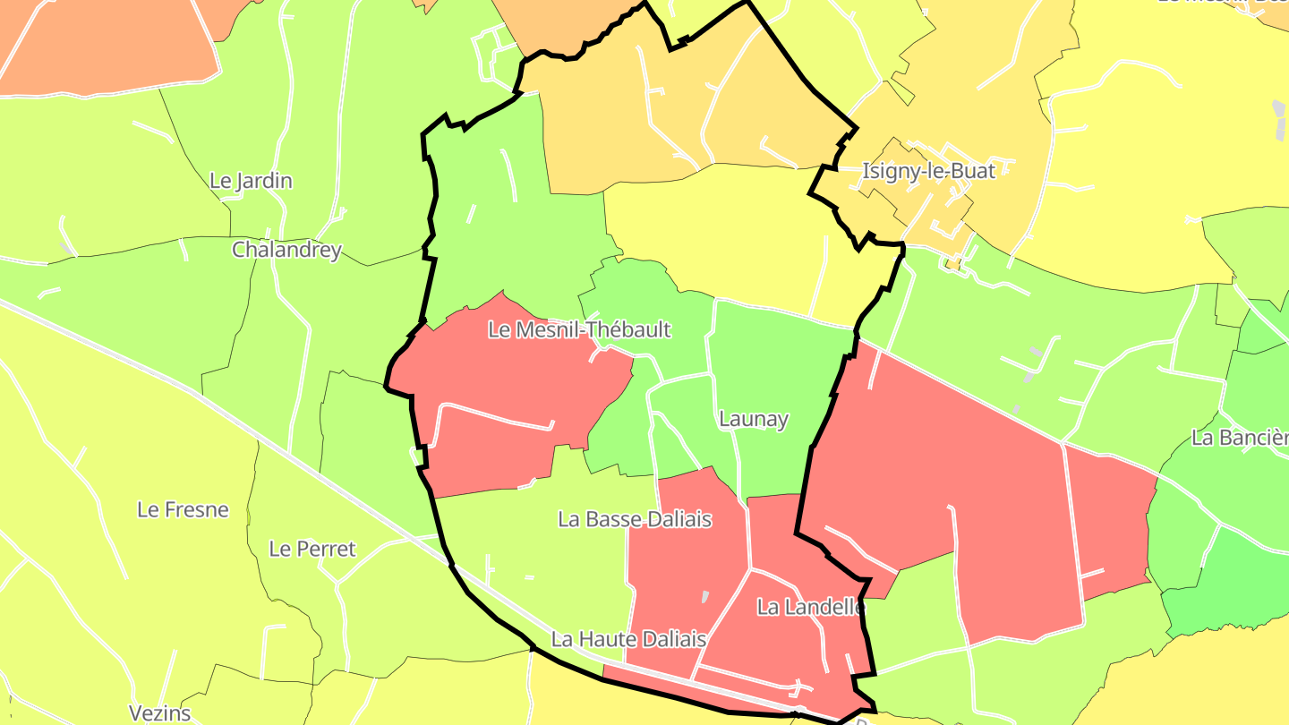 Carte des prix de l'immobilier Le Mesnil-Thébault