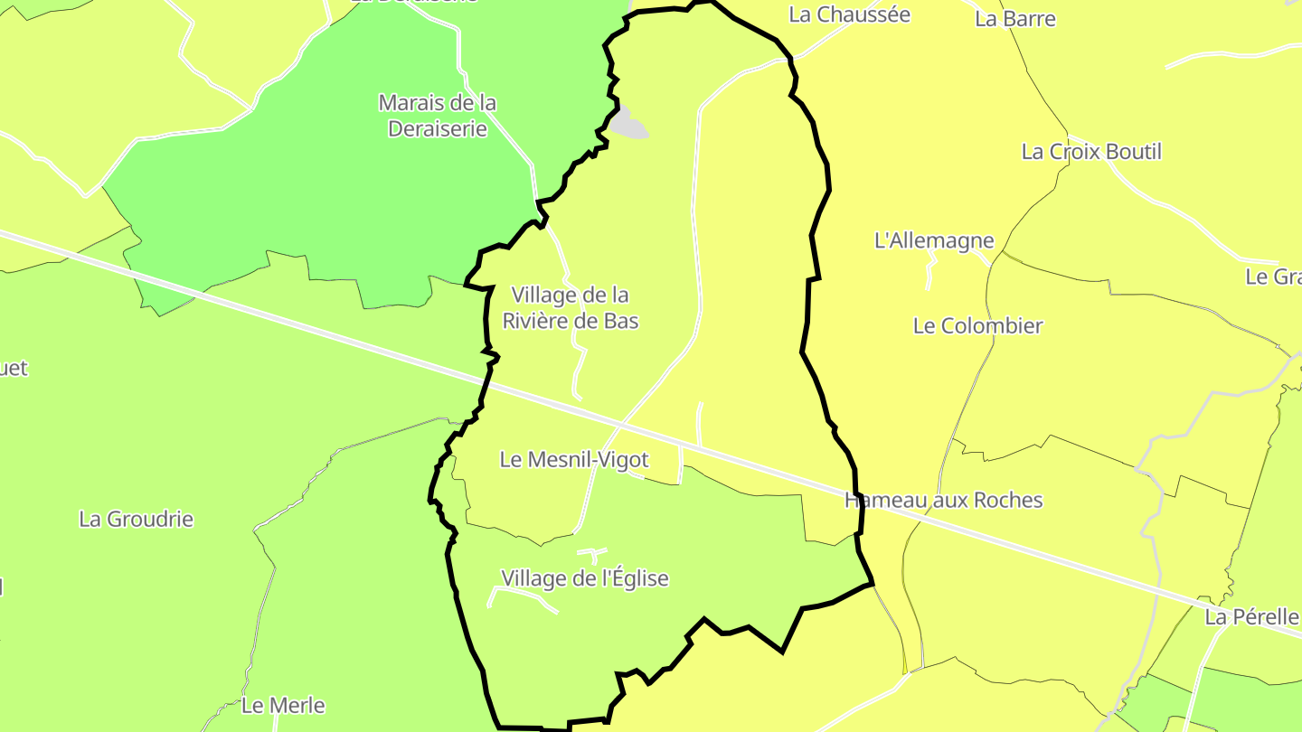 Carte des prix de l'immobilier Le Mesnil-Vigot
