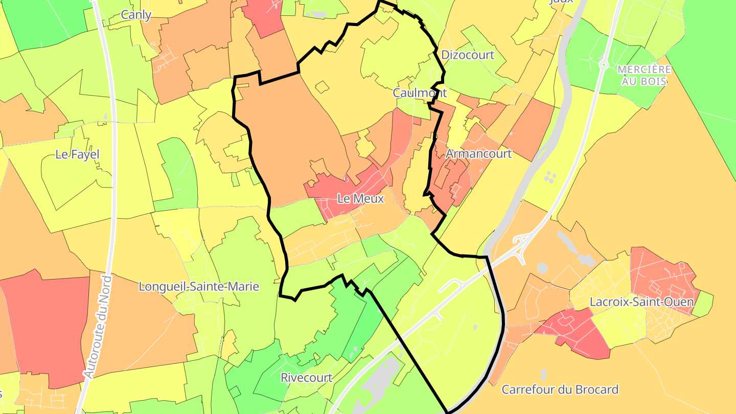 Carte des prix de l'immobilier Le Meux