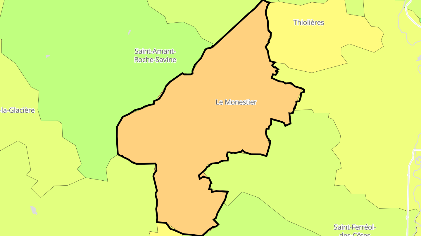 Carte des prix de l'immobilier Le Monestier