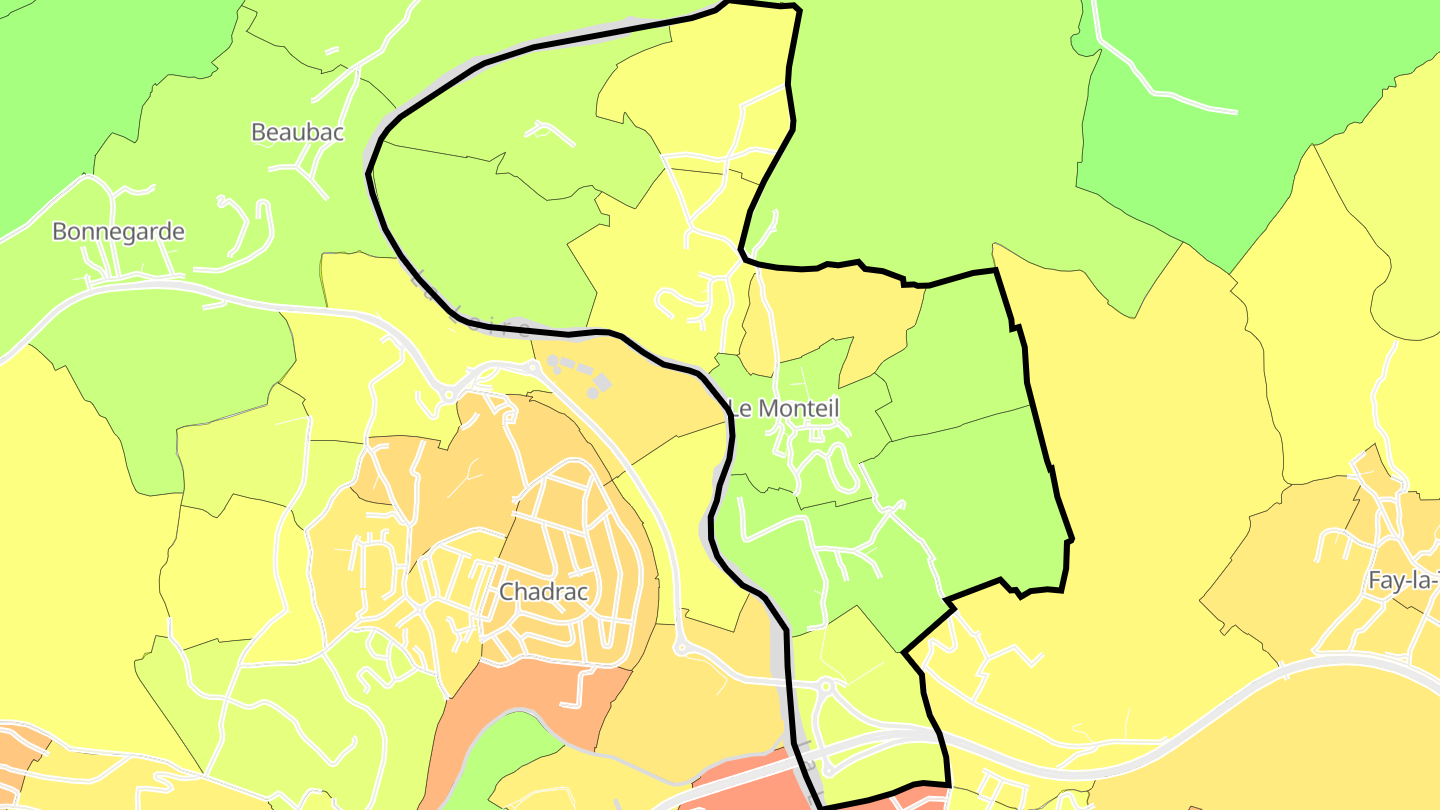 Carte des prix de l'immobilier Le Monteil