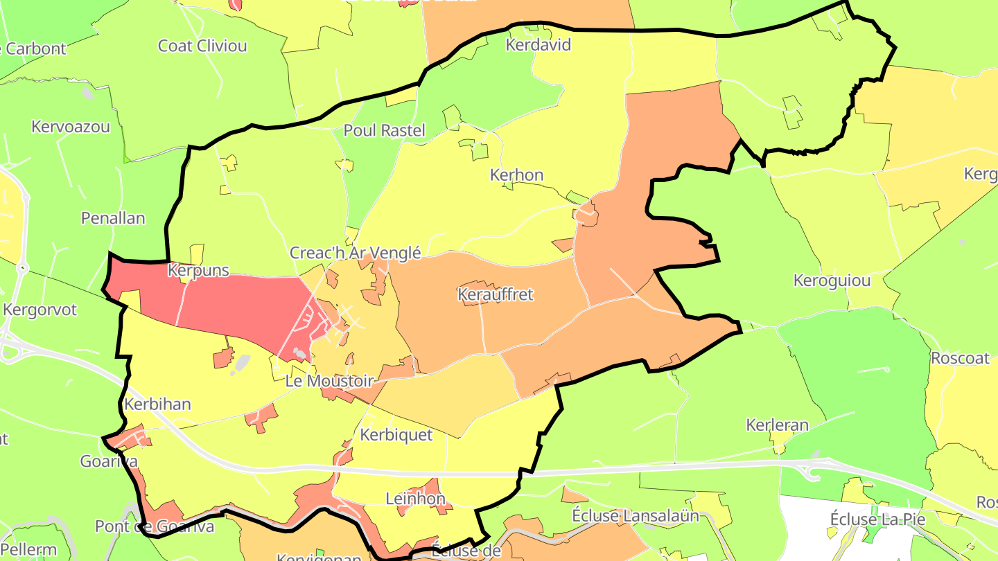 Carte des prix de l'immobilier Le Moustoir