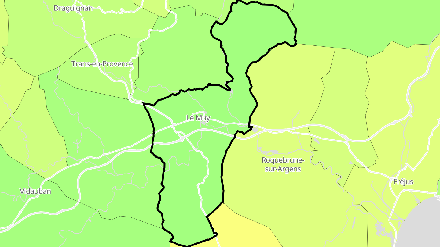 Carte des prix de l'immobilier Le Muy