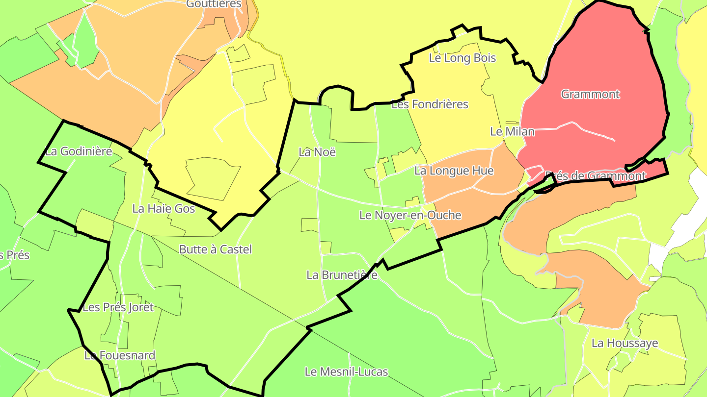 Carte des prix de l'immobilier Le Noyer-en-Ouche