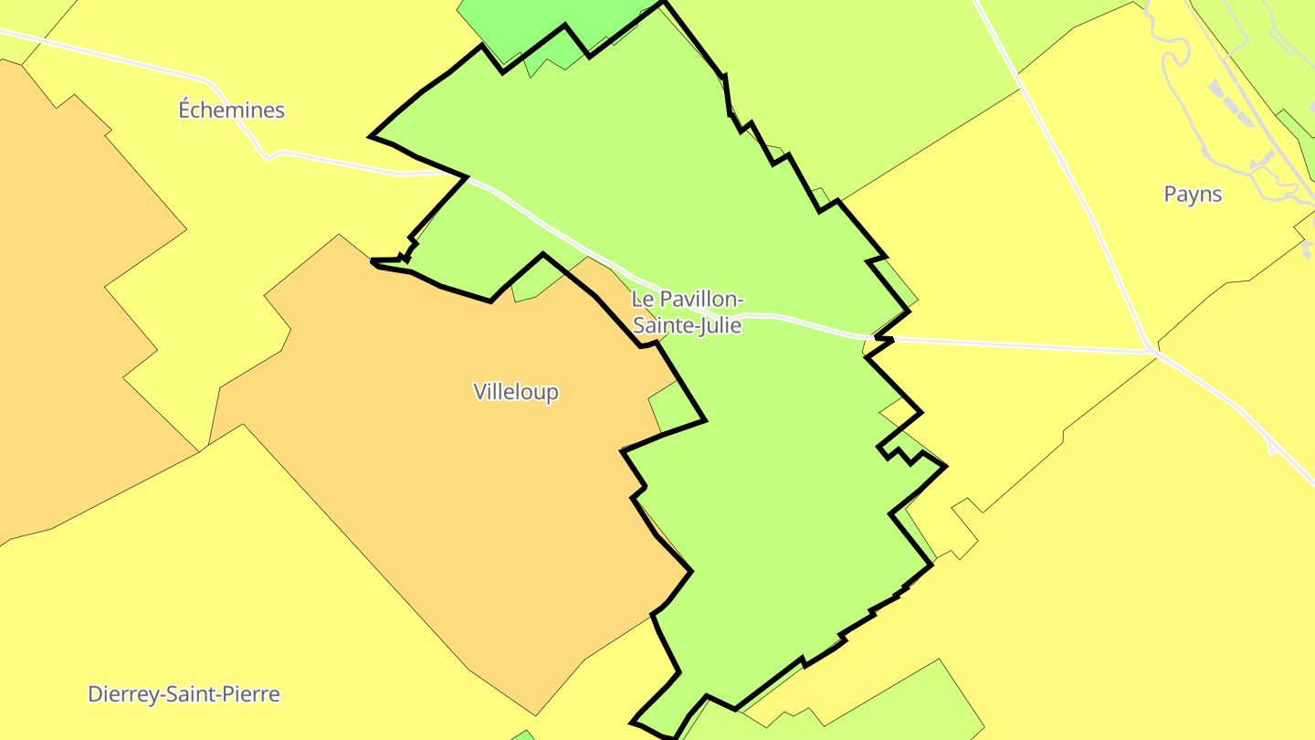 Carte des prix de l'immobilier Le Pavillon-Sainte-Julie