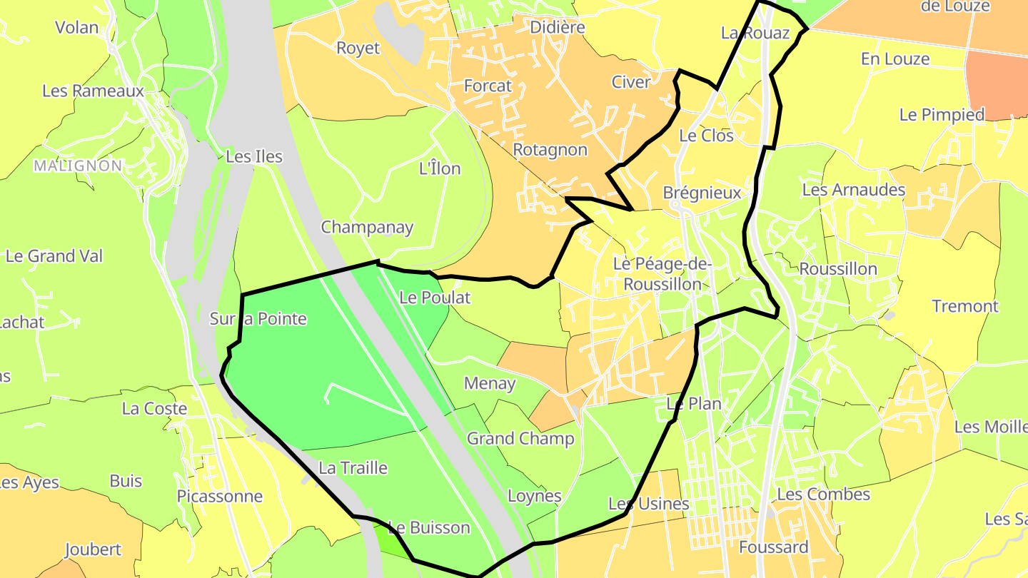 Carte des prix de l'immobilier Le Péage-de-Roussillon