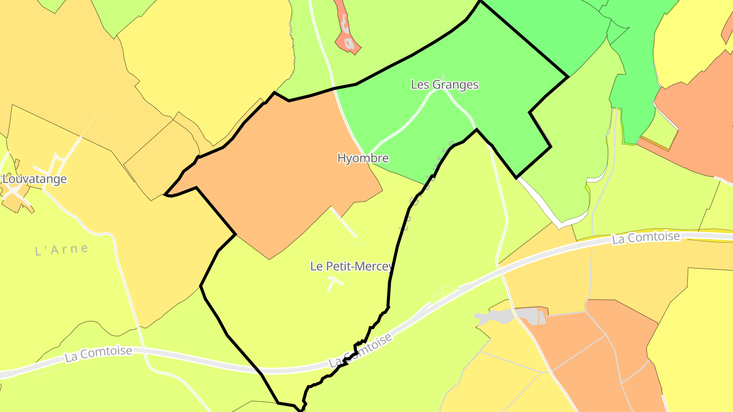 Carte des prix de l'immobilier Le Petit-Mercey