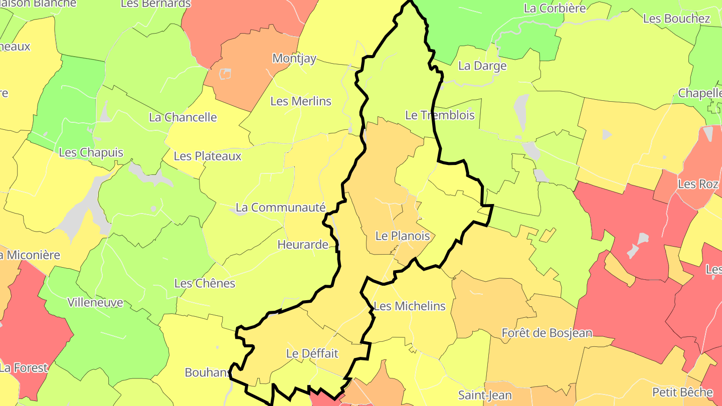 Carte des prix de l'immobilier Le Planois