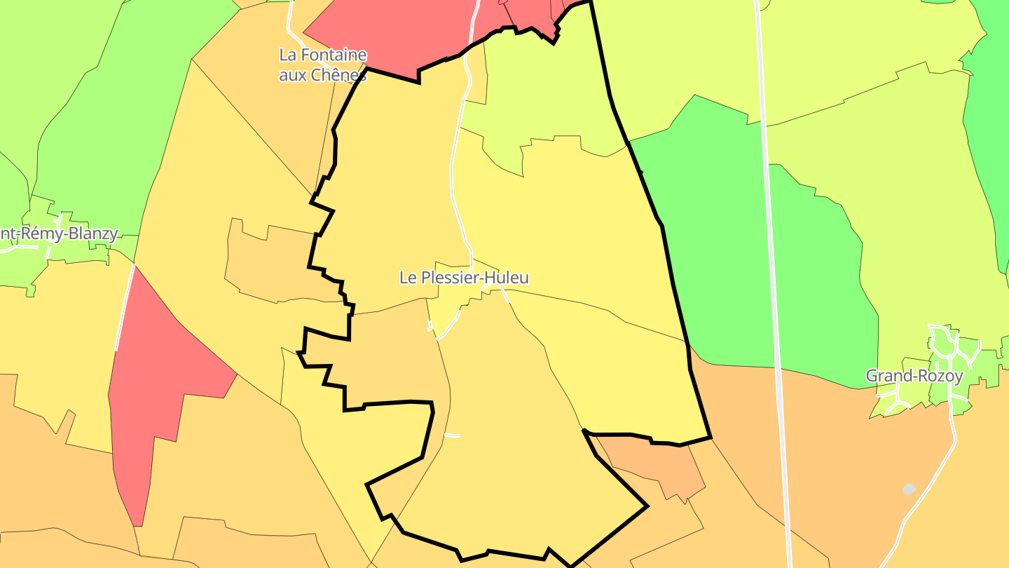 Carte des prix de l'immobilier Le Plessier-Huleu