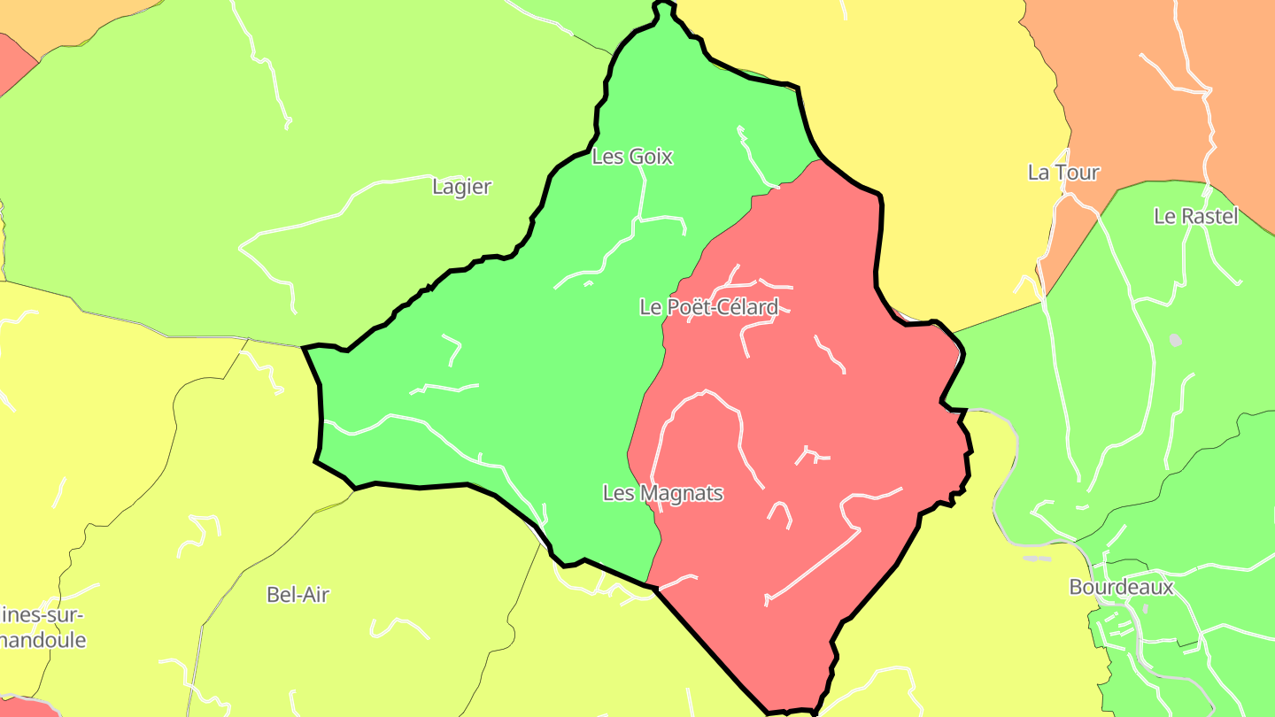 Carte des prix de l'immobilier Le Poët-Célard