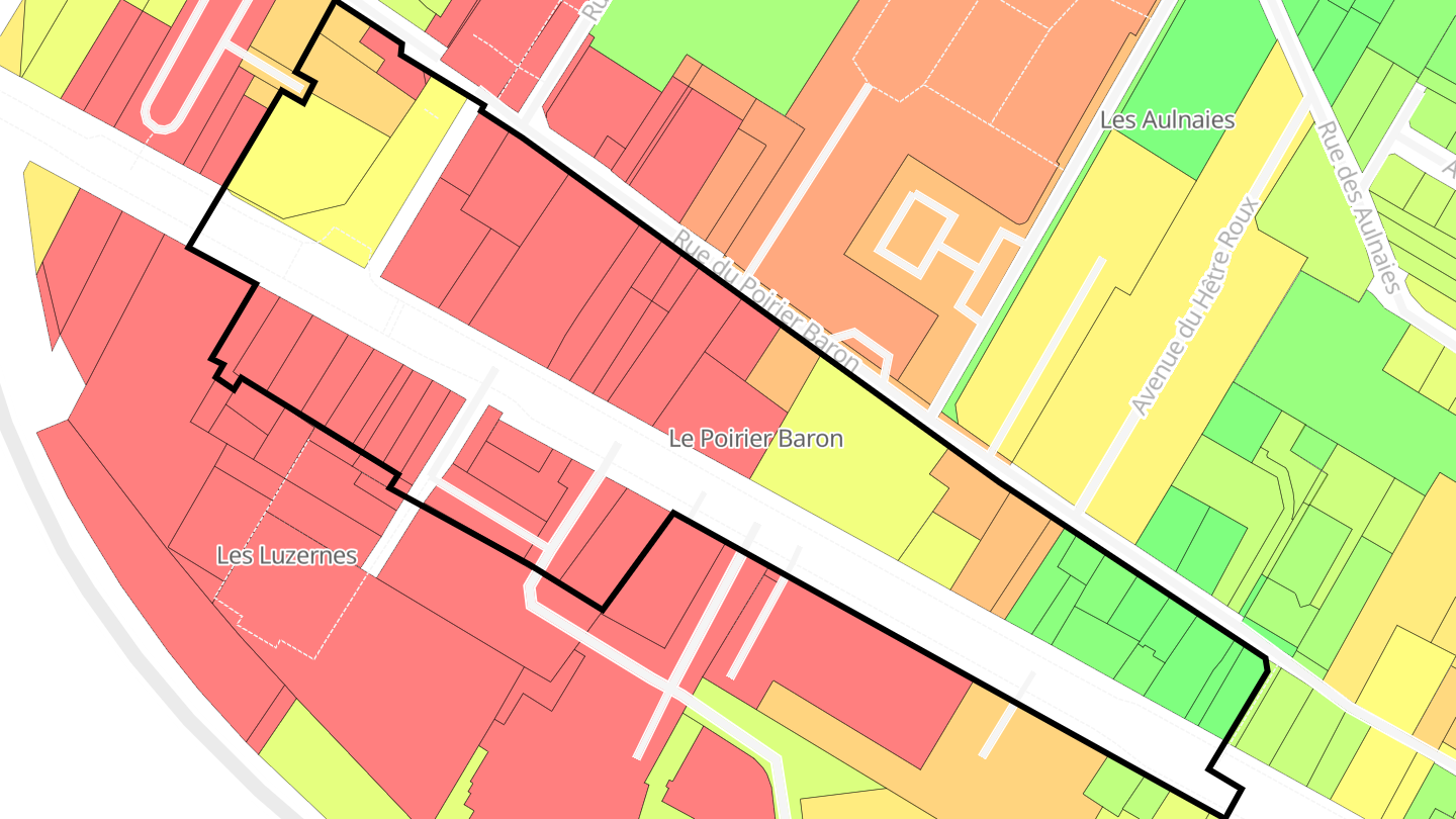 Carte des prix de l'immobilier Le Poirier Baron
