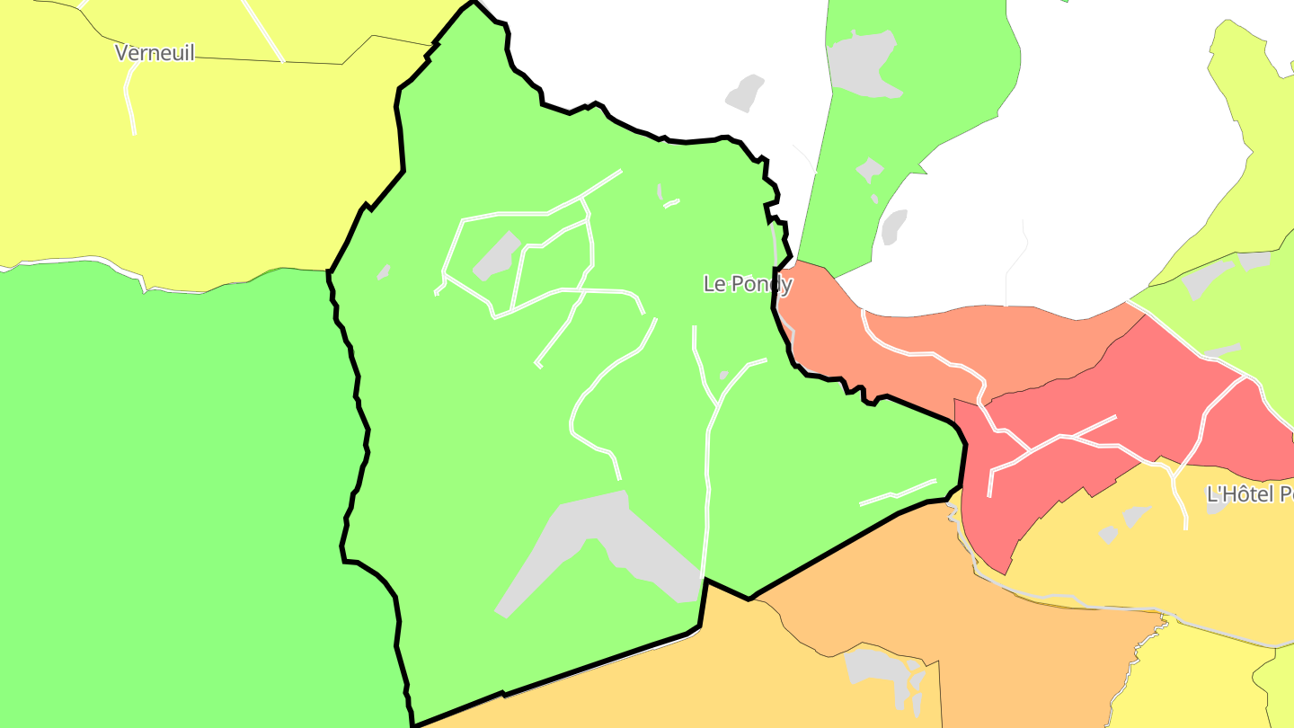 Carte des prix de l'immobilier Le Pondy
