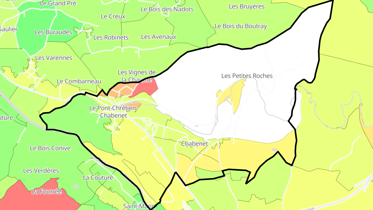 Carte des prix de l'immobilier Le Pont-Chrétien-Chabenet