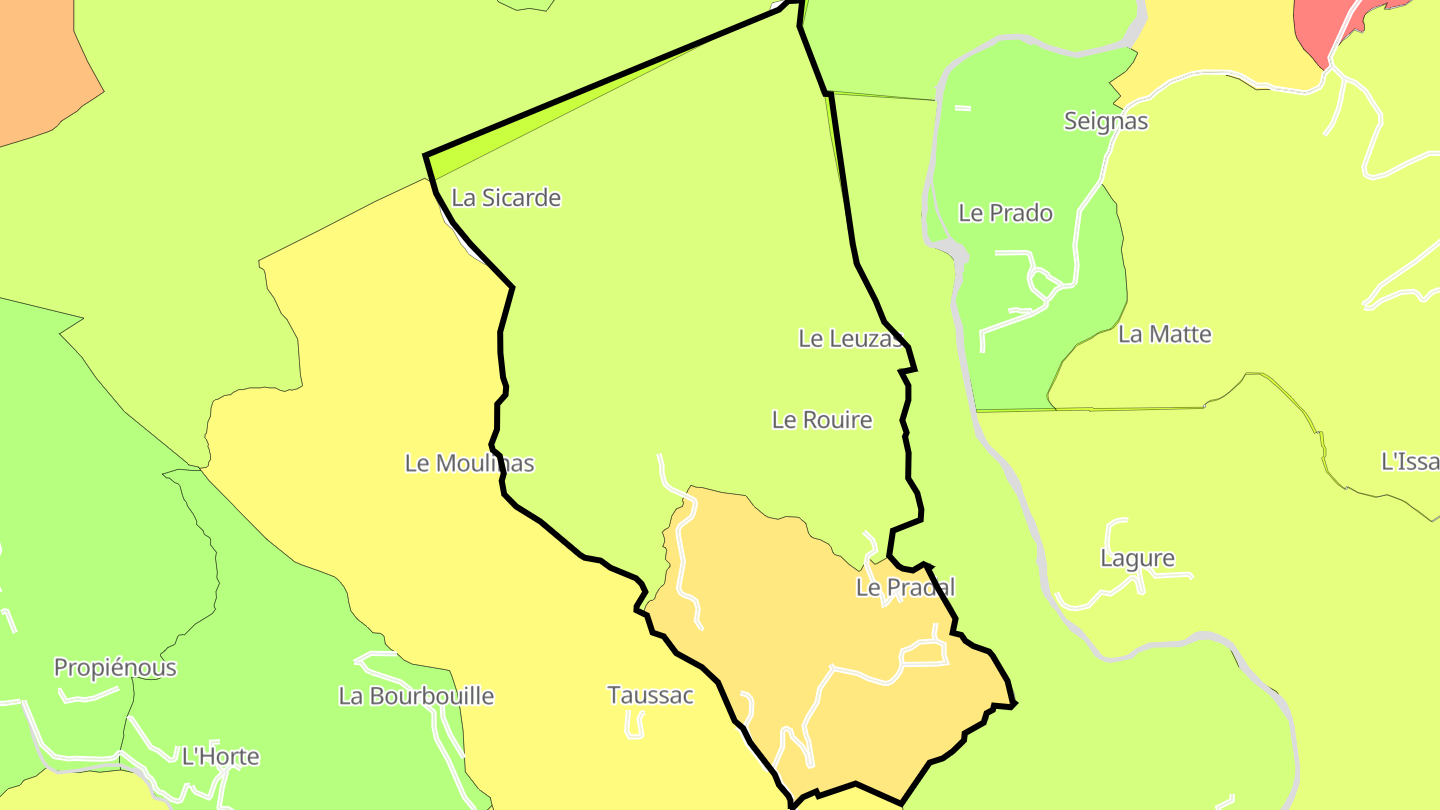 Carte des prix de l'immobilier Le Pradal