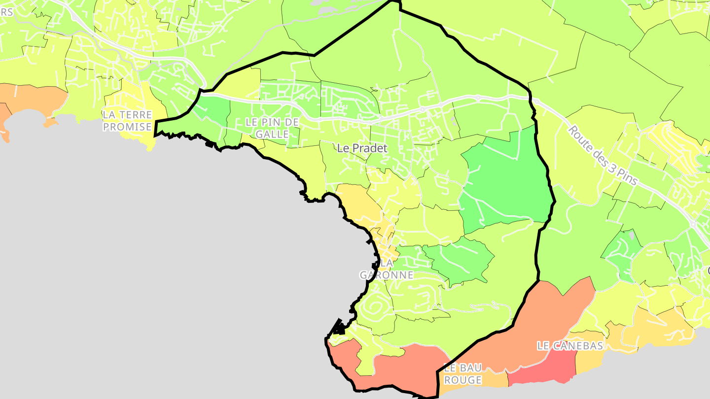Carte des prix de l'immobilier Le Pradet