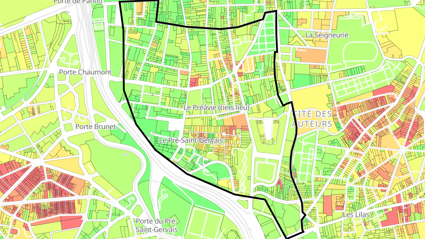Carte des prix de l'immobilier Le Pré-Saint-Gervais