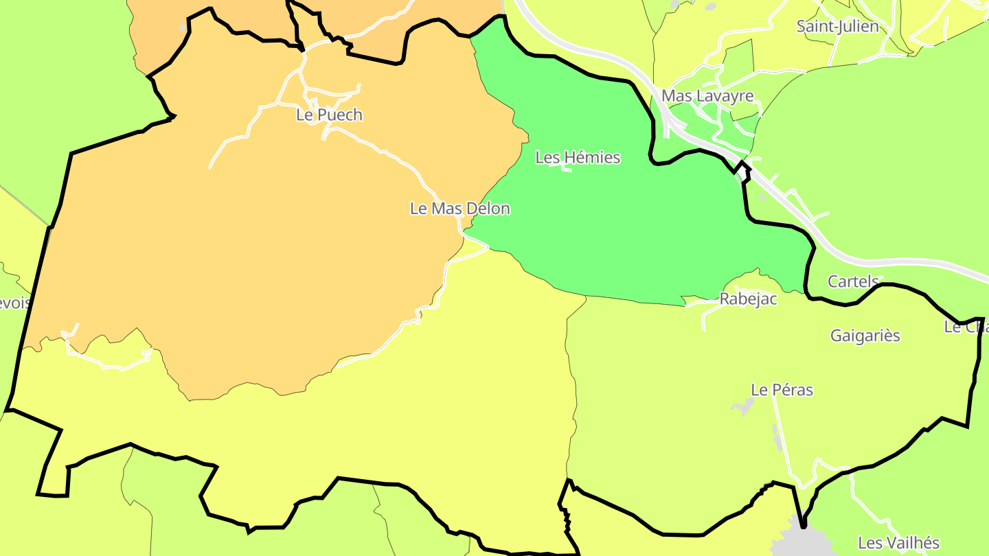 Carte des prix de l'immobilier Le Puech
