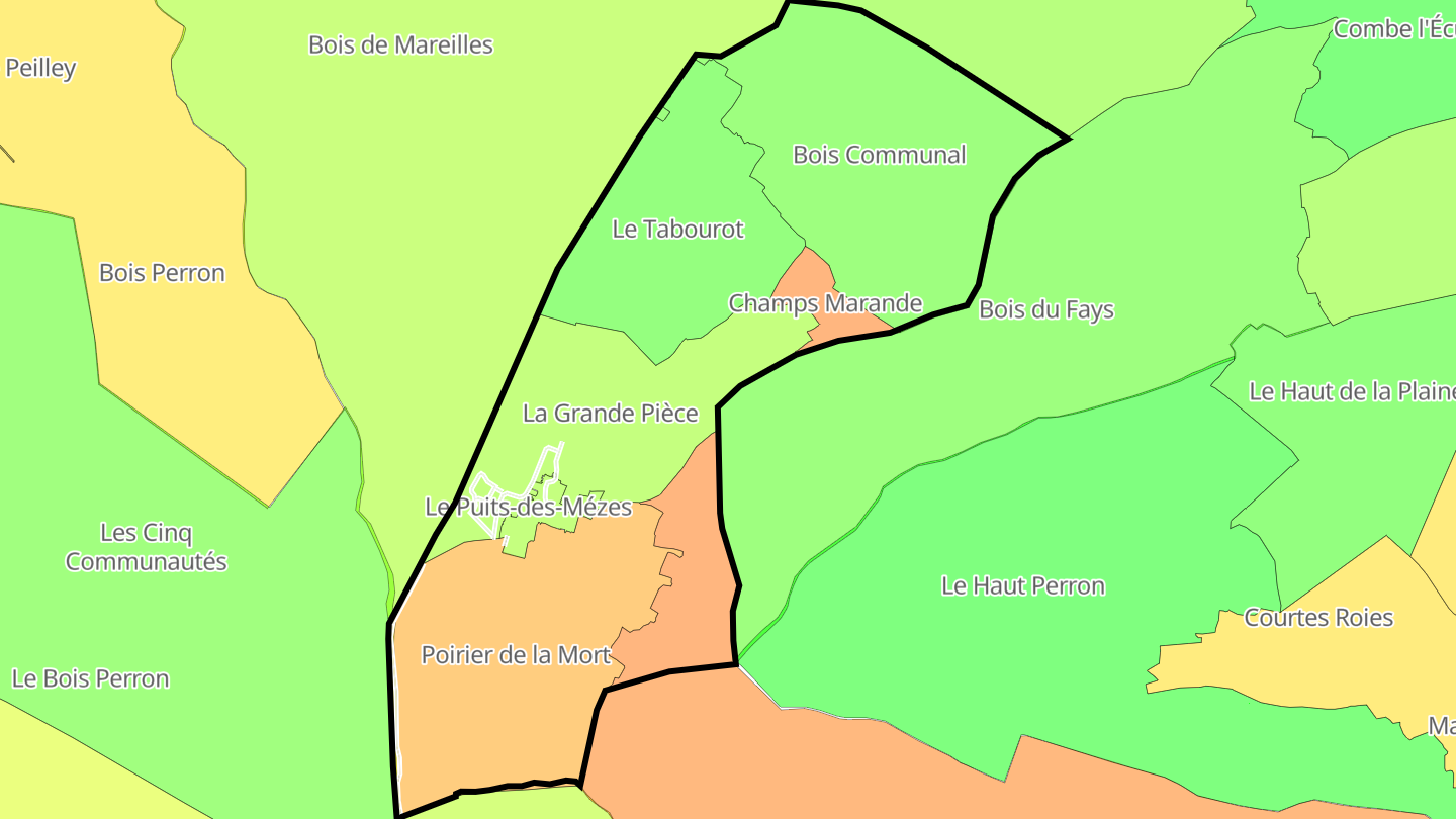 Carte des prix de l'immobilier Le Puits-des-Mèzes