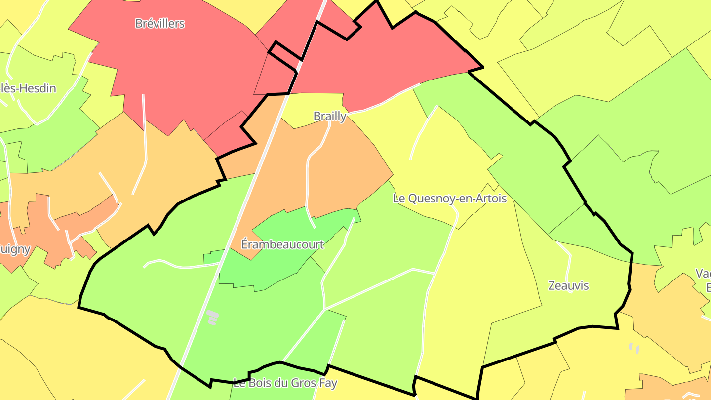 Carte des prix de l'immobilier Le Quesnoy-en-Artois