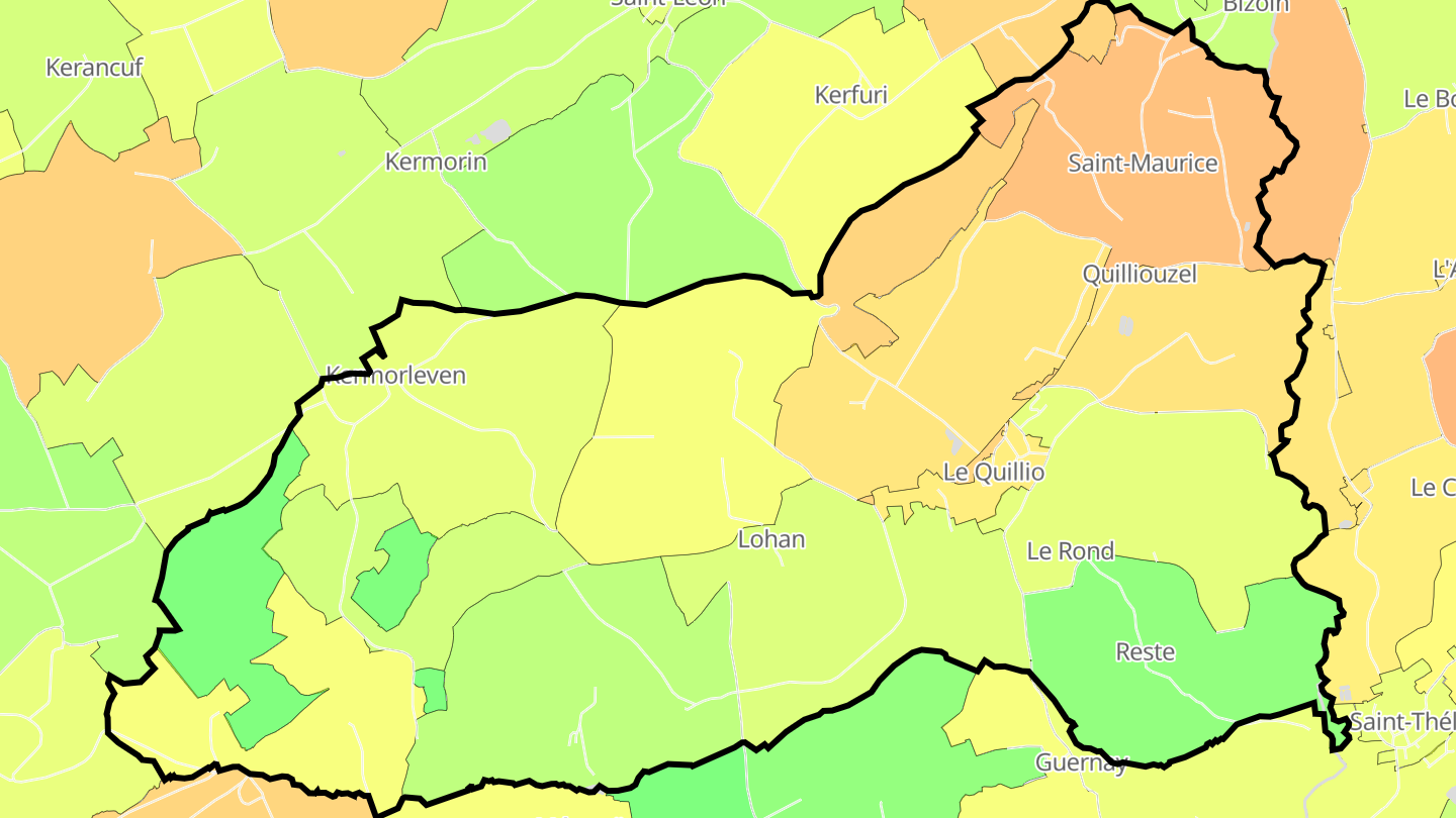 Carte des prix de l'immobilier Le Quillio