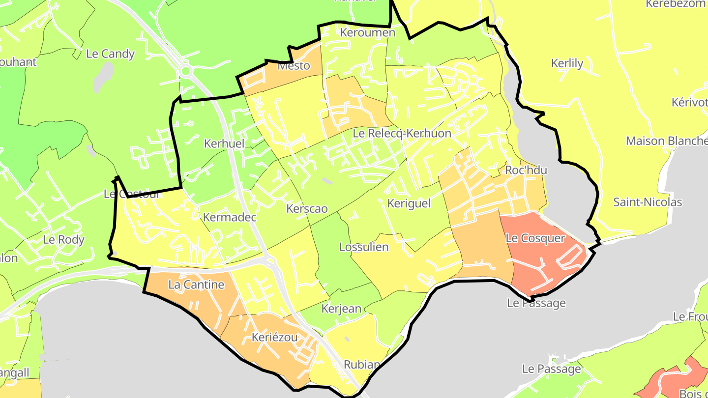 Carte des prix de l'immobilier Le Relecq-Kerhuon