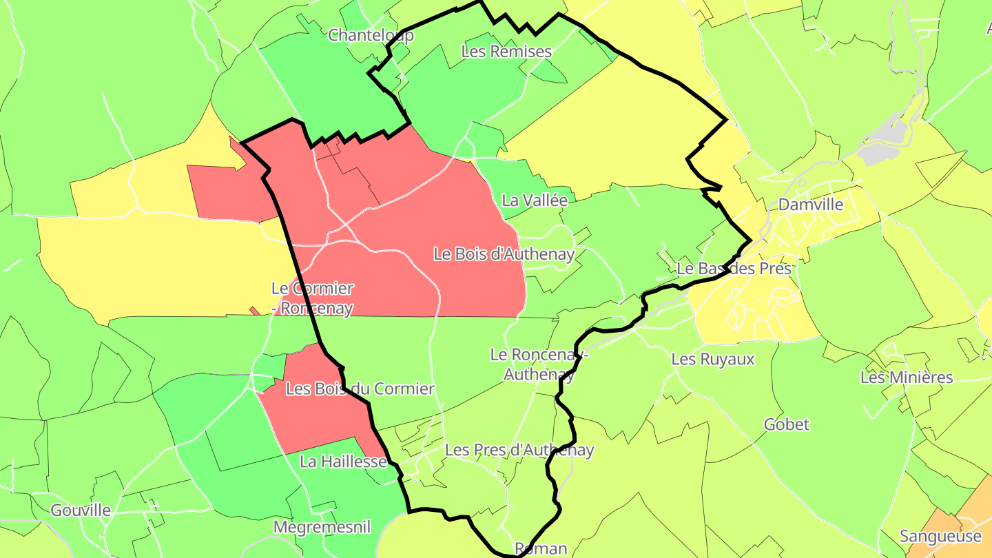Carte des prix de l'immobilier Le Roncenay-Authenay