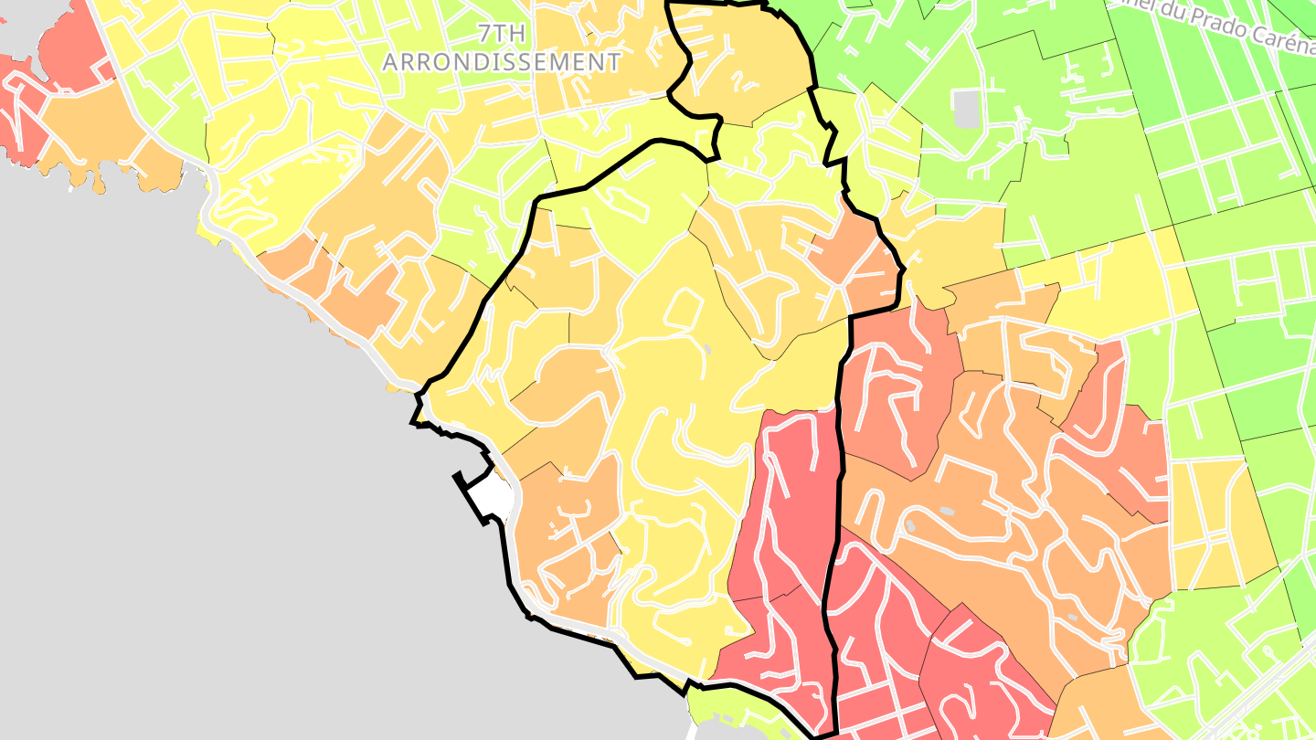 Carte des prix de l'immobilier Le Roucas Blanc