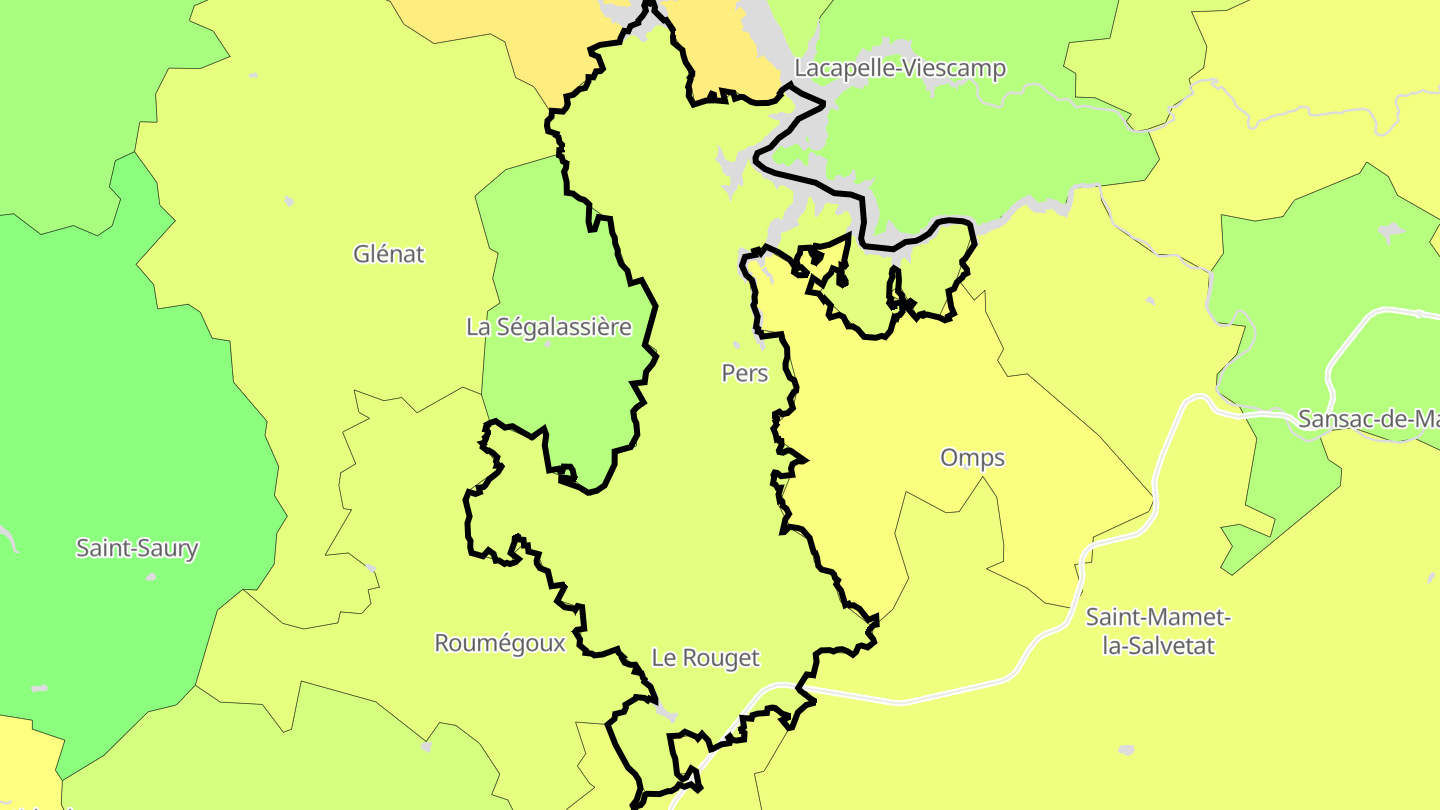 Carte des prix de l'immobilier Le Rouget-Pers