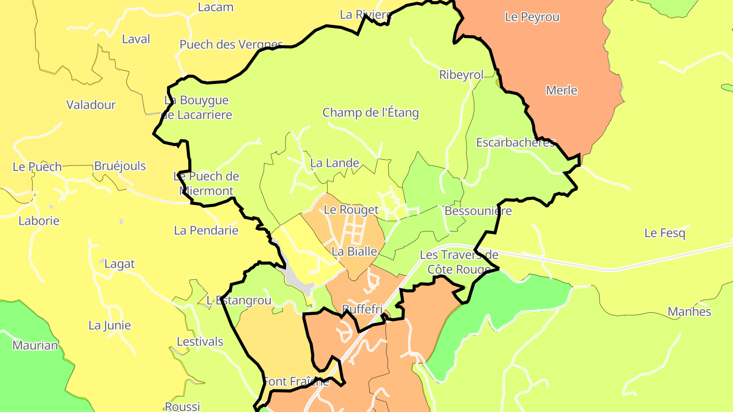 Carte des prix de l'immobilier Le Rouget