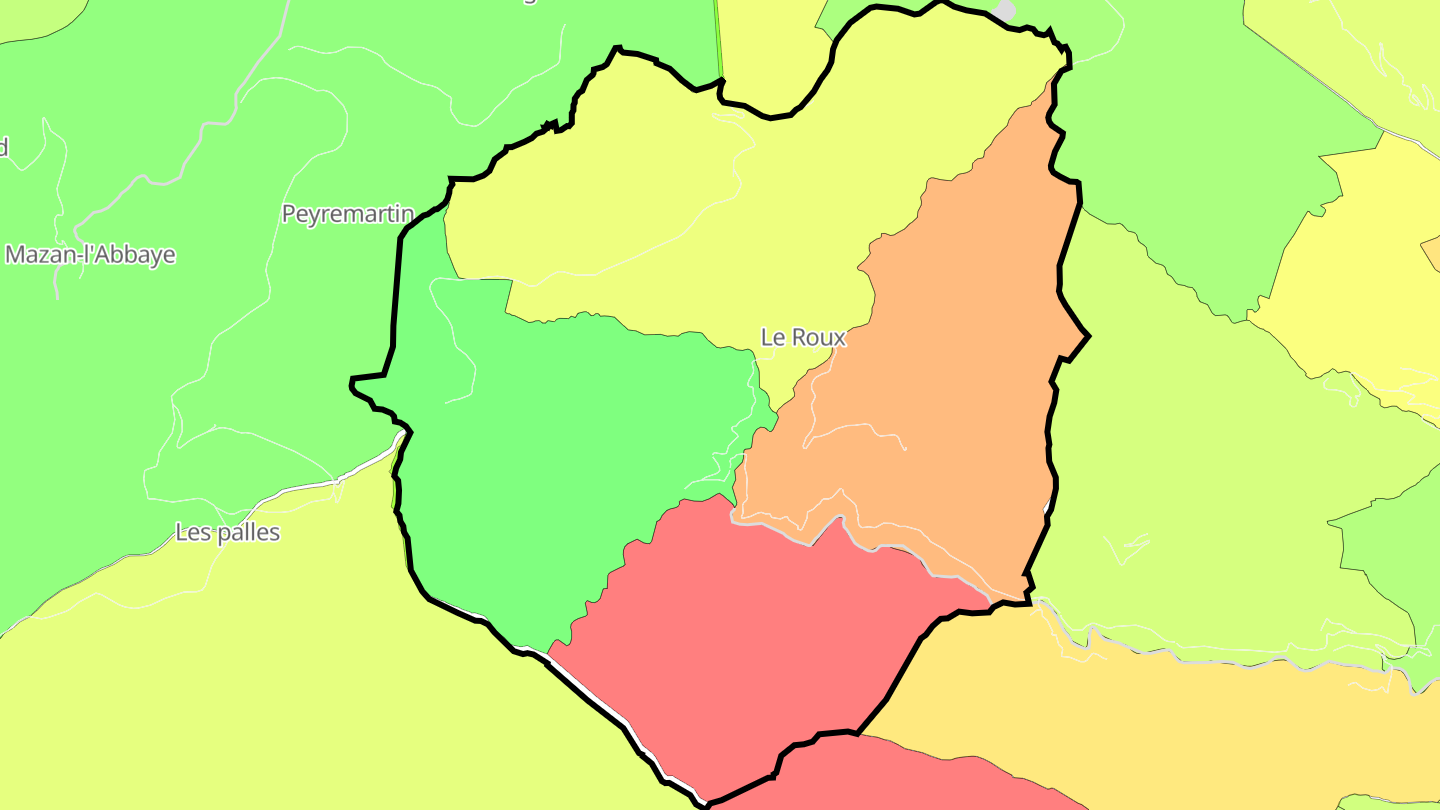 Carte des prix de l'immobilier Le Roux