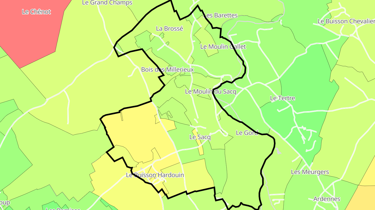 Carte des prix de l'immobilier Le Sacq