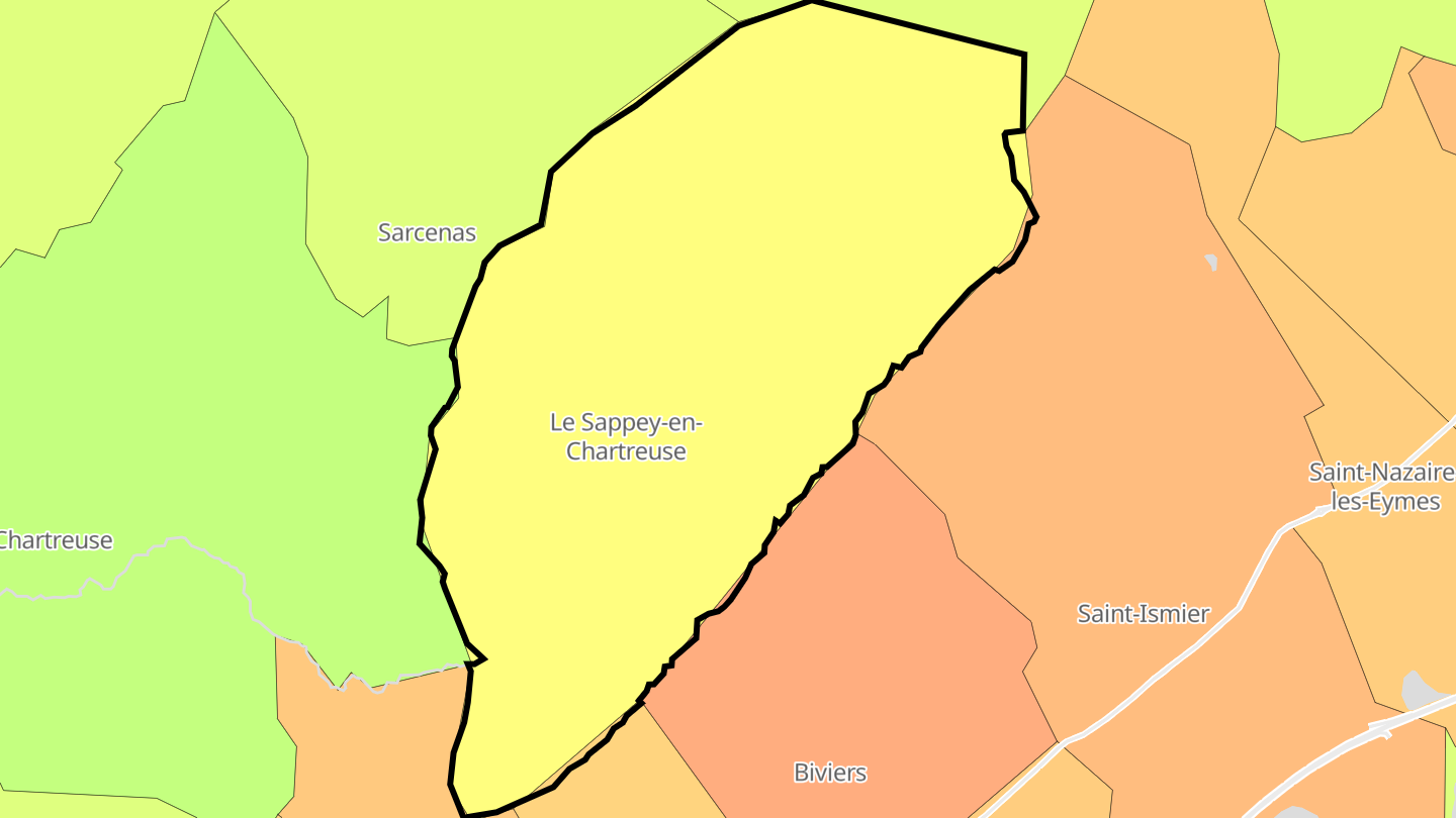 Carte des prix de l'immobilier Le Sappey-en-Chartreuse