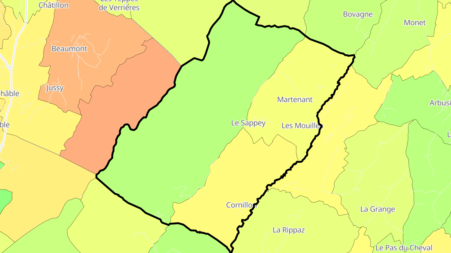 Carte des prix de l'immobilier Le Sappey