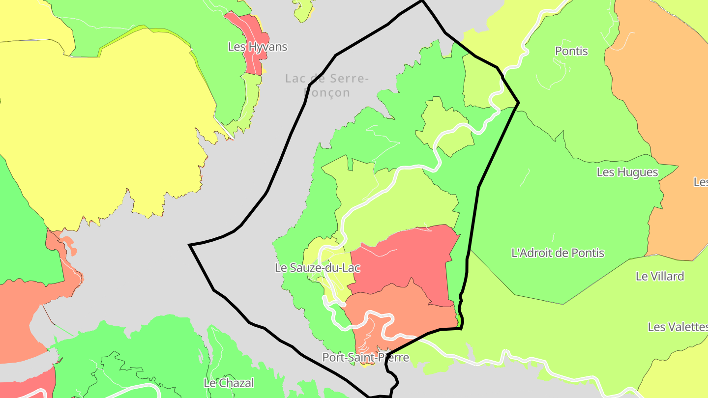 Carte des prix de l'immobilier Le Sauze-du-Lac