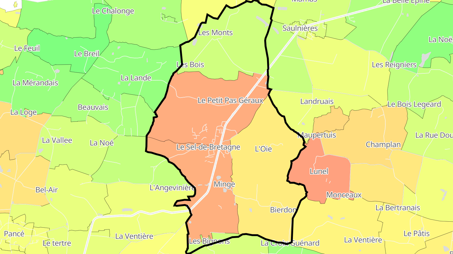 Carte des prix de l'immobilier Le Sel-de-Bretagne