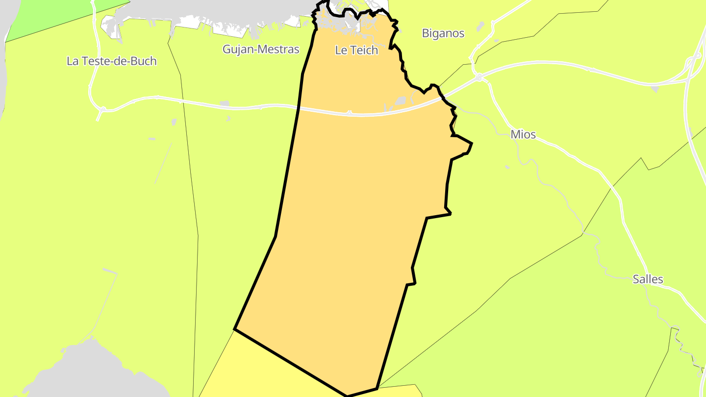 Carte des prix de l'immobilier Le Teich