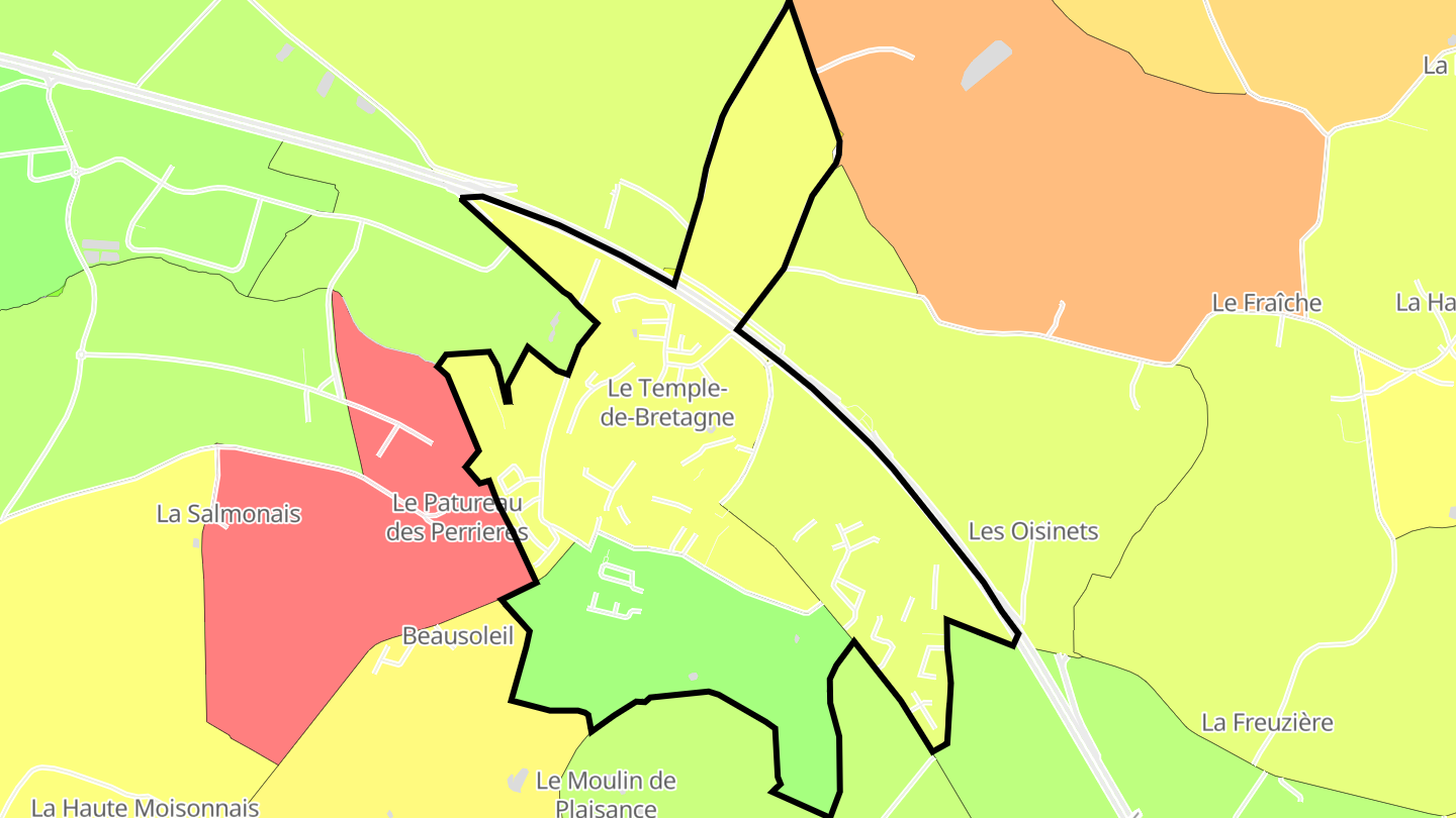 Carte des prix de l'immobilier Le Temple-de-Bretagne