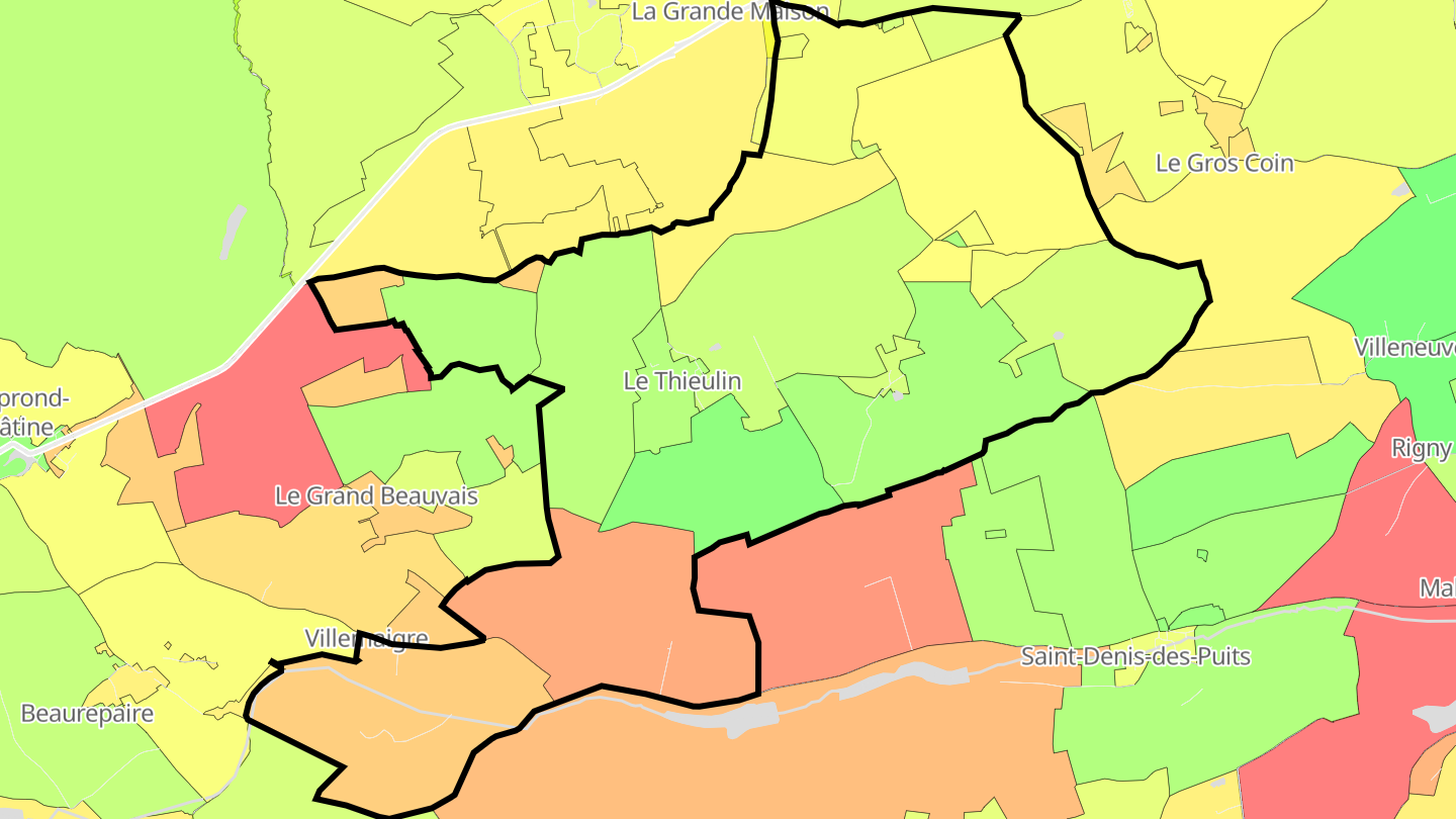 Carte des prix de l'immobilier Le Thieulin