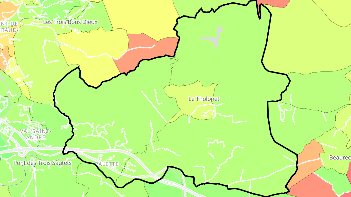 Carte des prix de l'immobilier Le Tholonet