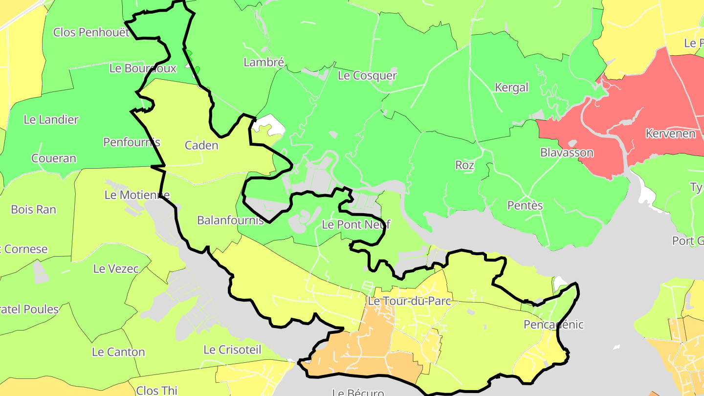 Carte des prix de l'immobilier Le Tour-du-Parc