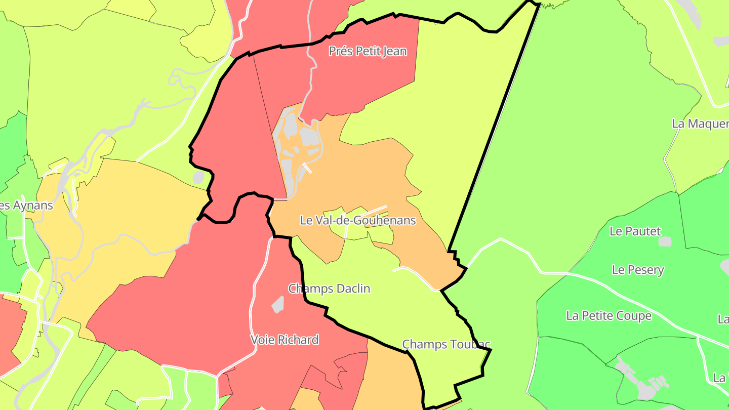 Carte des prix de l'immobilier Le Val-de-Gouhenans