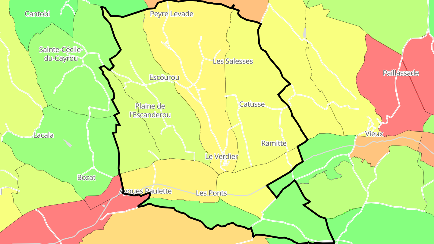 Carte des prix de l'immobilier Le Verdier