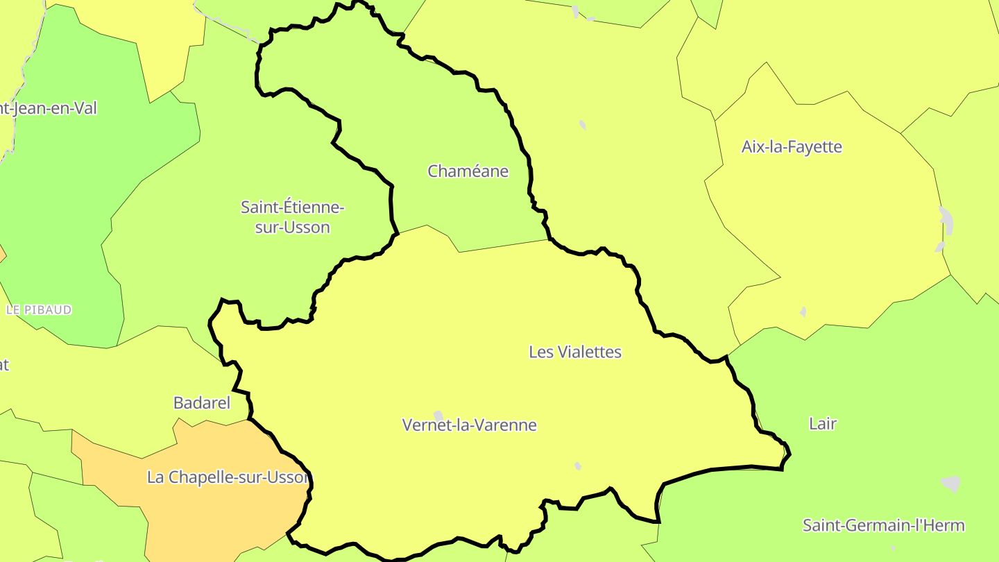 Carte des prix de l'immobilier Le Vernet-Chaméane