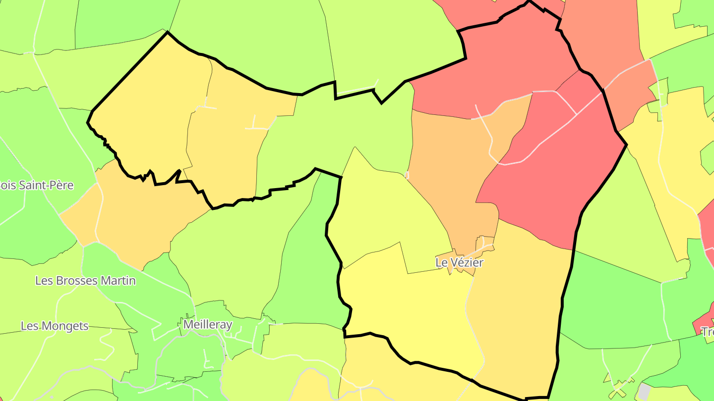 Carte des prix de l'immobilier Le Vézier