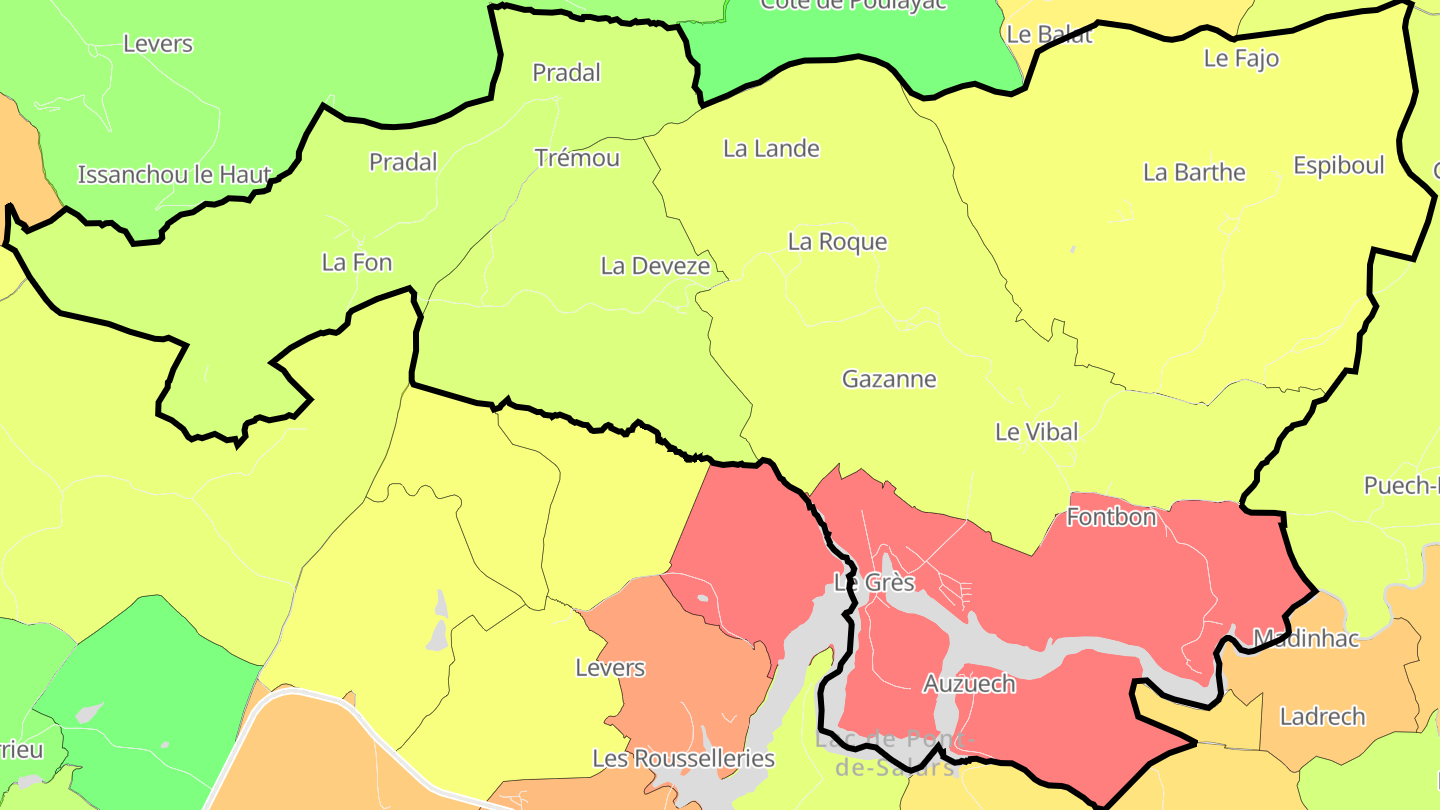 Carte des prix de l'immobilier Le Vibal