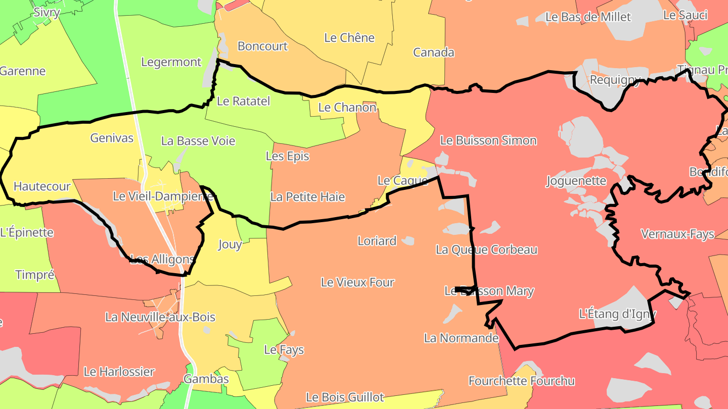 Carte des prix de l'immobilier Le Vieil-Dampierre
