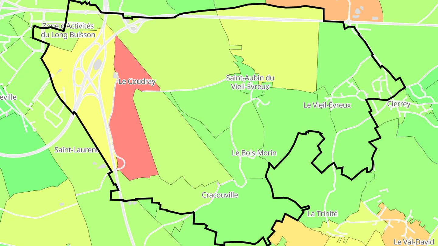 Carte des prix de l'immobilier Le Vieil-Évreux