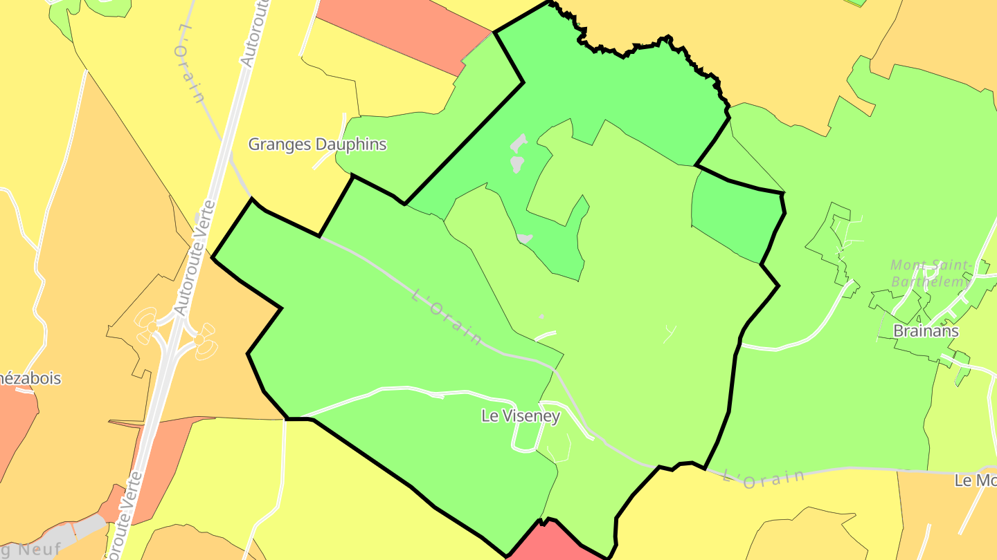Carte des prix de l'immobilier Le Viseney