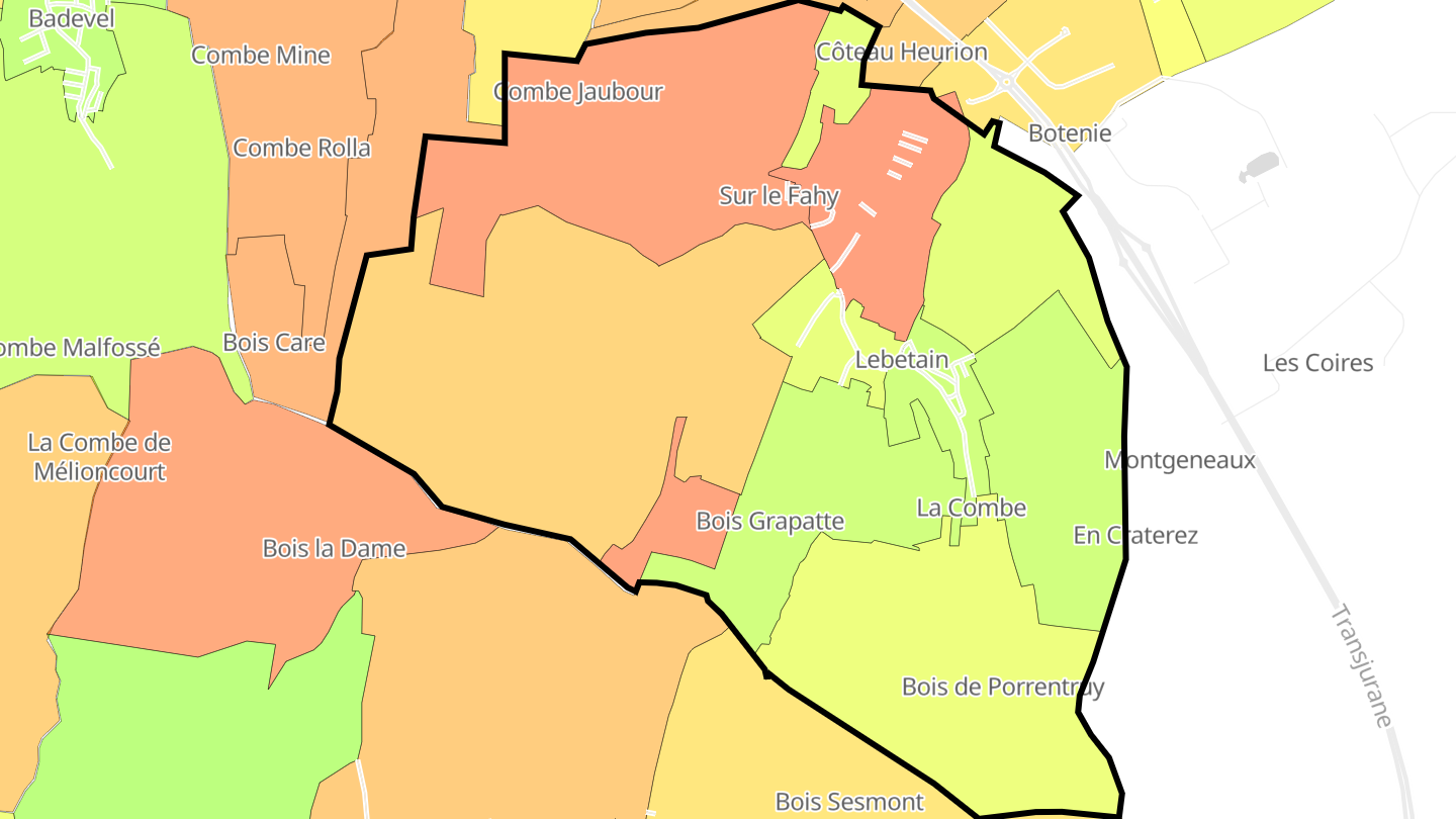 Carte des prix de l'immobilier Lebetain